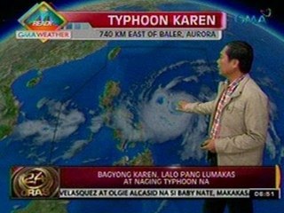24 Oras: Bagyong Karen, lalo pang lumakas at naging typhoon na