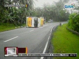 24 Oras: Bus na papunta sana sa Pista ng Peñafrancia, tumagilid sa madulas na daan dulot ng ulan