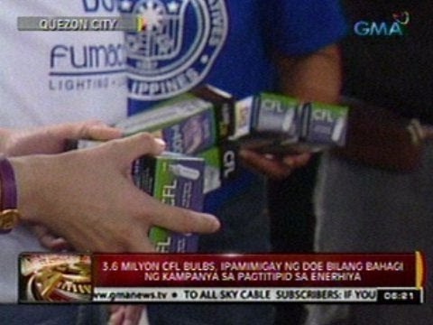 24 Oras: 3.6 milyon CFL bulbs, ipamimigay ng DOE bilang bahagi ng kampanya sa pagtitipid sa enerhiya