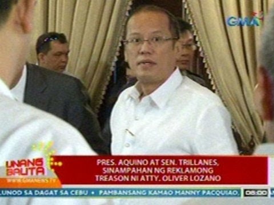 UB: PNoy at Sen. Trillanes, sinampahan ng reklamong Treason ni Atty. Oliver Lozano