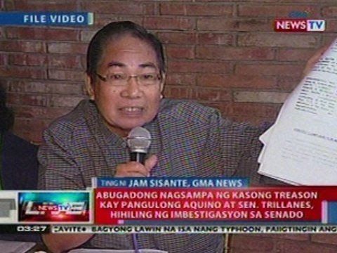 Abugadong nagsampa ng kaso kay PNoy at Sen. Trillanes, hihiling ng imbestigasyon sa Senado