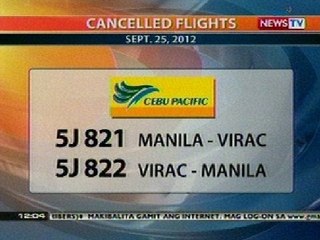 BT: Cancelled flights (Sept 25, 2012)
