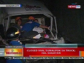 BT: Closed van sa QC, sumalpok sa truck