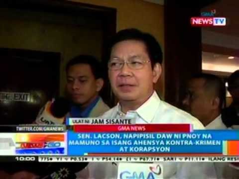 NTG: Sen. Lacson, napipisil daw ni PNoy na mamuno sa isang ahensya kontra-krimen at korapsyon
