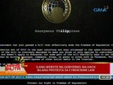 UB: Ilang website ng gobyerno, na-hack bilang protesta sa Cybercrime Law