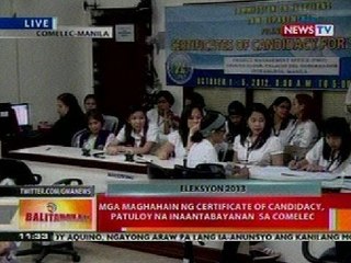 BT: Mga maghahain ng certificate of candidacy, patuloy na inaantabayanan sa Comelec-Manila