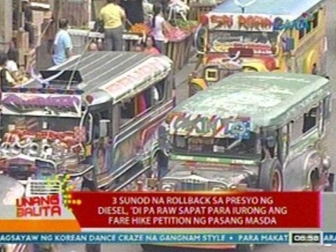 UB: 3 sunod na rollback sa presyo ng diesel, 'di pa raw sapat para iurong ang fare hike petition