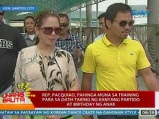 UB: Rep. Pacquiao, pahinga muna sa training para sa oath taking ng kanyang partido