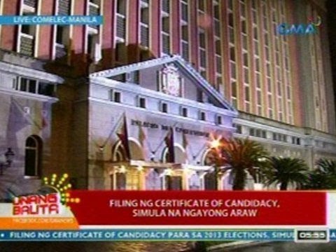UB: Filing ng COC para sa 2013 elections, simula na ngayong araw