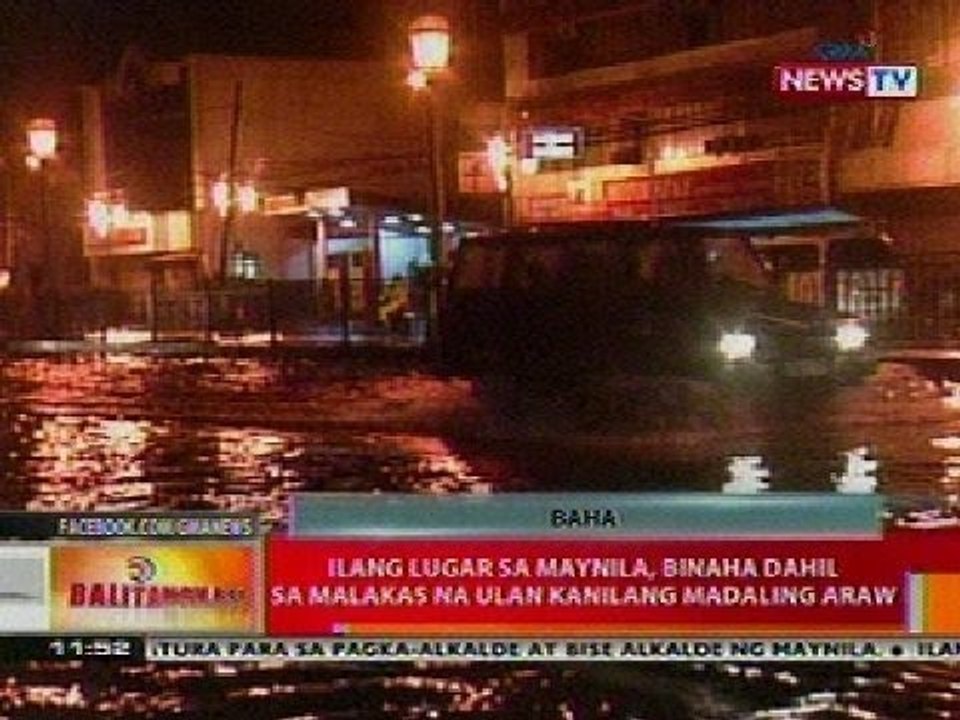 BT: Ilang lugar sa Maynila, binaha dahil sa malakas na ulan kaninang madaling araw