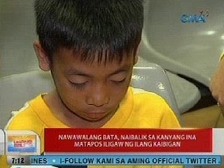 UB: Nawawalang bata, naibalik sa kanyang ina matapos iligaw ng ilang kaibigan sa QC
