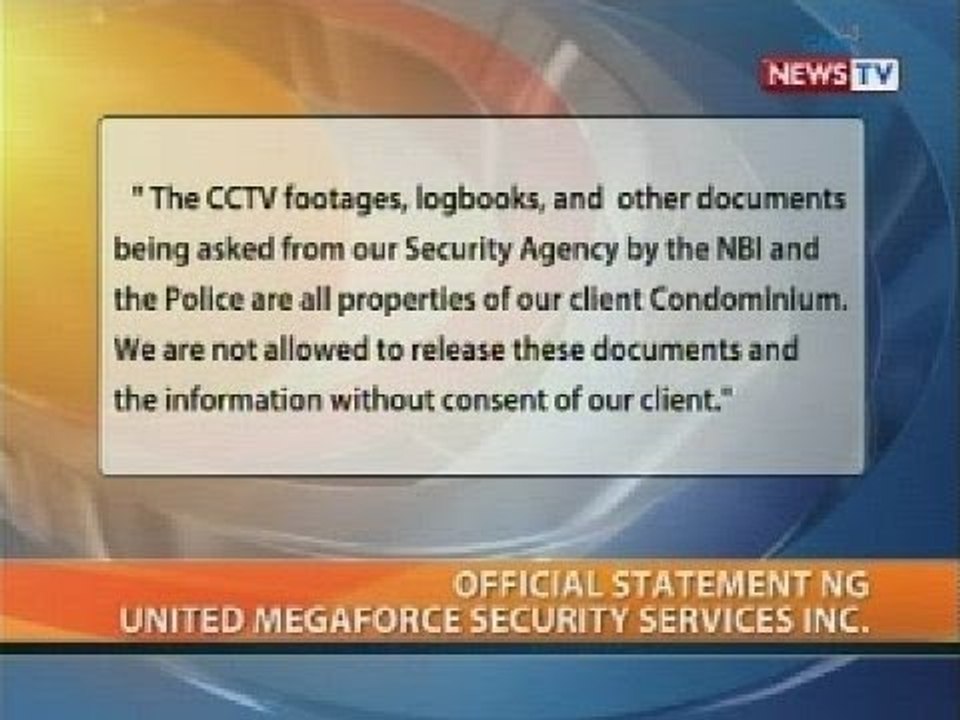 BT: Official statement ng United Megaforce Security Services Inc.