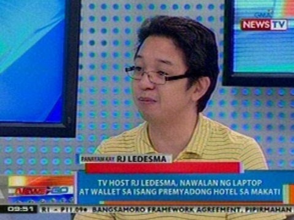 NTG: TV host Rj Ledesma, nawalan ng laptop at wallet sa isang premyadong hotel sa Makati
