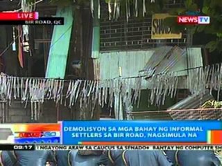 NTG: Demolisyon sa mga bahay ng informal settlers sa BIR road, nagsimula na