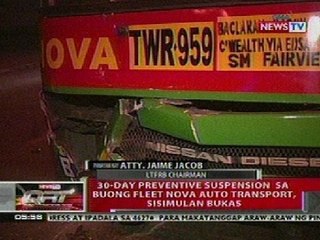 QRT: 30-days preventive suspension sa buong fleet ng Nova Auto Transport, sisimulan bukas