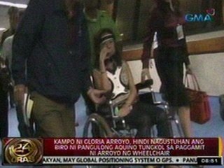 24Oras: Kampo ni Gloria, hindi nagustuhan ang biro ni PNoy tungkol sa paggamit niya ng wheelchair