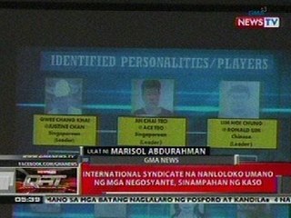 QRT: Int'l syndicate na nanloloko ng mga negosyante, sinampahan ng kaso