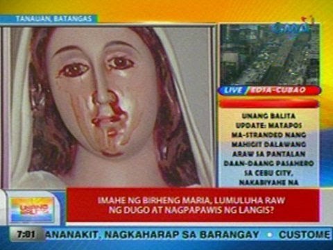 UB: Imahe ng Birheng Maria sa Tanauan, Batangas, lumuluha raw ng dugo at nagpapawis ng langis?