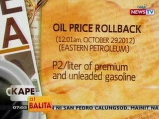KB: Bigtime oil price rollback, ipinatupad ngayong araw