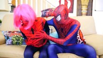 Pregnant Pink Spidergirl and Spiderman & doctor Joker w/ Frozen Elsa Fun movie Superhero IRL