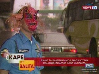 KB: Ilang tauhan ng MMDA, nagsuot ng Halloween masks para sa Undas