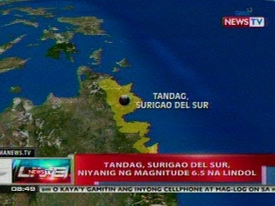 NTVL: Tandag, Surigao Del Sur, niyanig ng magnitude 6.5 na lindol