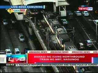 NTL: Bahagi ng isang Northbound train ng MRT, nasunog