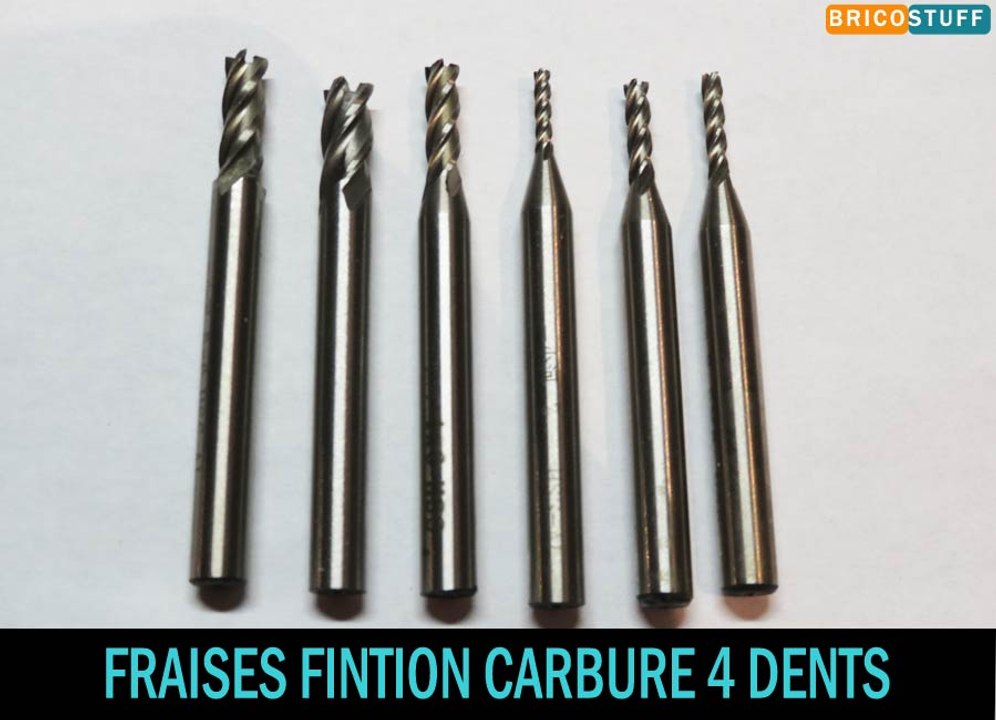 set 6 Fraises de finition droite en carbure monobloc 4 dents double hélices TiAIN HRC55 HSS 4143