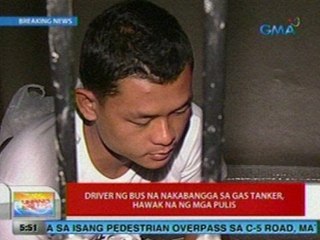 UB: Driver ng bus na nakabangga sa gas tanker sa SLEX, hawak na ng mga pulis