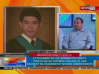 NTG: 27 miyembro ng Lex Leonum, pinatalsik ng San Beda kaugnay ng pagkamatay ni Marc Andre