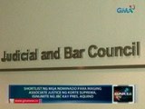 Shortlist ng mga nominado para maging Assoc. justice ng Korte Suprema, isinumite ng JBC kay PNoy