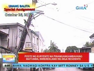 UB: Poste ng kuryente na pinangangambahang matumba, inirereklamo ng mga residente sa Taytay, Rizal