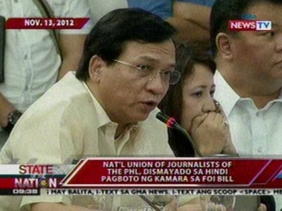 SONA: Nat'l Union of Journalists of the PHL, dismayado sa 'di pagboto ng Kamara sa FOI Bill