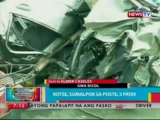 BP: Kotse, sumalpok sa poste; 3 patay