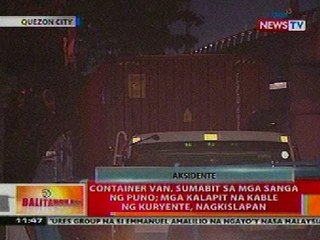 BT: Container van sa QC, sumabit sa mga sanga ng puno