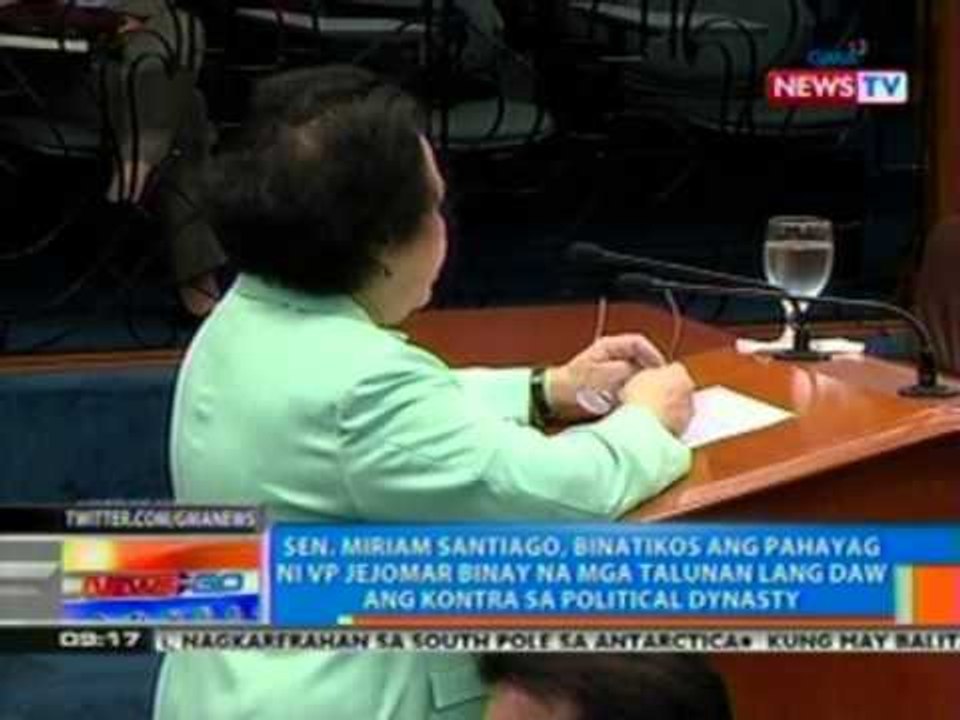 NTG: Sen. Santiago, binatikos ang pahayag ni VP Binay