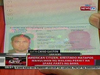 QRT: American Citizen, arestado nang mahulihan ng walang permit na spare parts ng baril