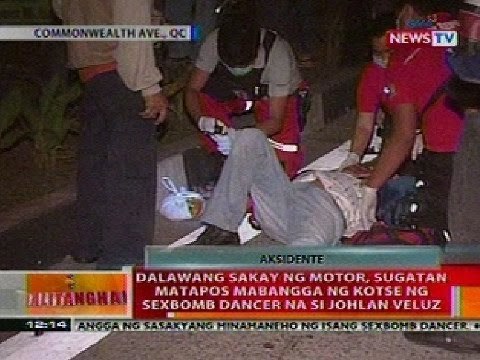 BT: 2 sakay ng motor sa QC, sugatan nang mabangga ng kotse ng sexbomb dancer na si Johlan Veluz