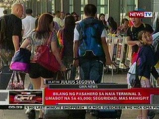 QRT: Bilang ng pasahero sa NAIA Terminal 3, umabot na sa 45,000
