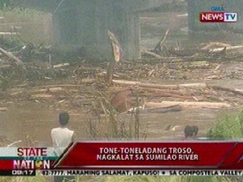 SONA: Tone-toneladang troso, nagkalat sa Sumilao River sa Bunawan, Agusan Del Sur