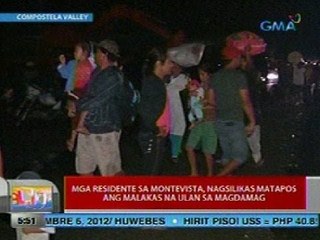 UB: Mga taga Montevista, Compostela Valley, nagsilikas matapos ang malakas na ulan magdamag