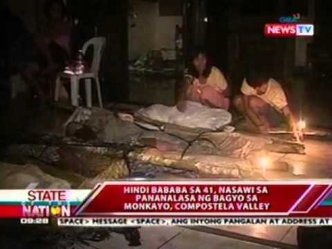 SONA: Hindi bababa sa 41, nasawi sa pananalasa ng bagyo sa Monkayo, Compostela Valley