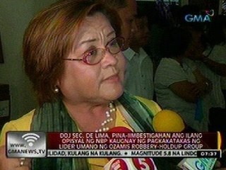 24 Oras: DOJ Sec. De Lima, pina-  iimbestigahan ang ilang opisyal ng NBP