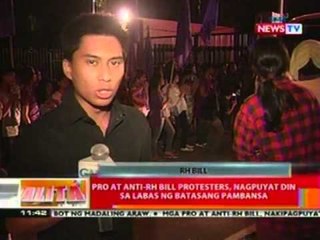 BT: Pro at anti-RH bill protesters, nagpuyat din sa labas ng Batasang Pambansa