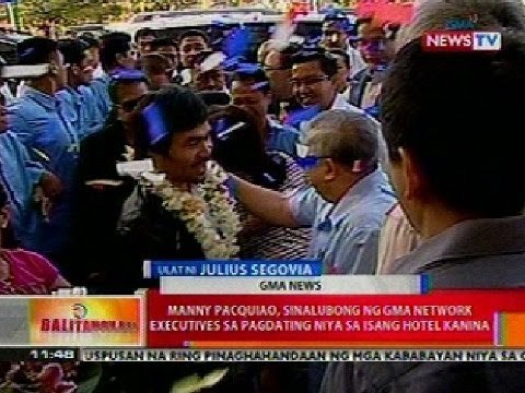 BT: Pacman, sinalubong ng GMA Network Executives sa pagdating sa isang hotel kanina