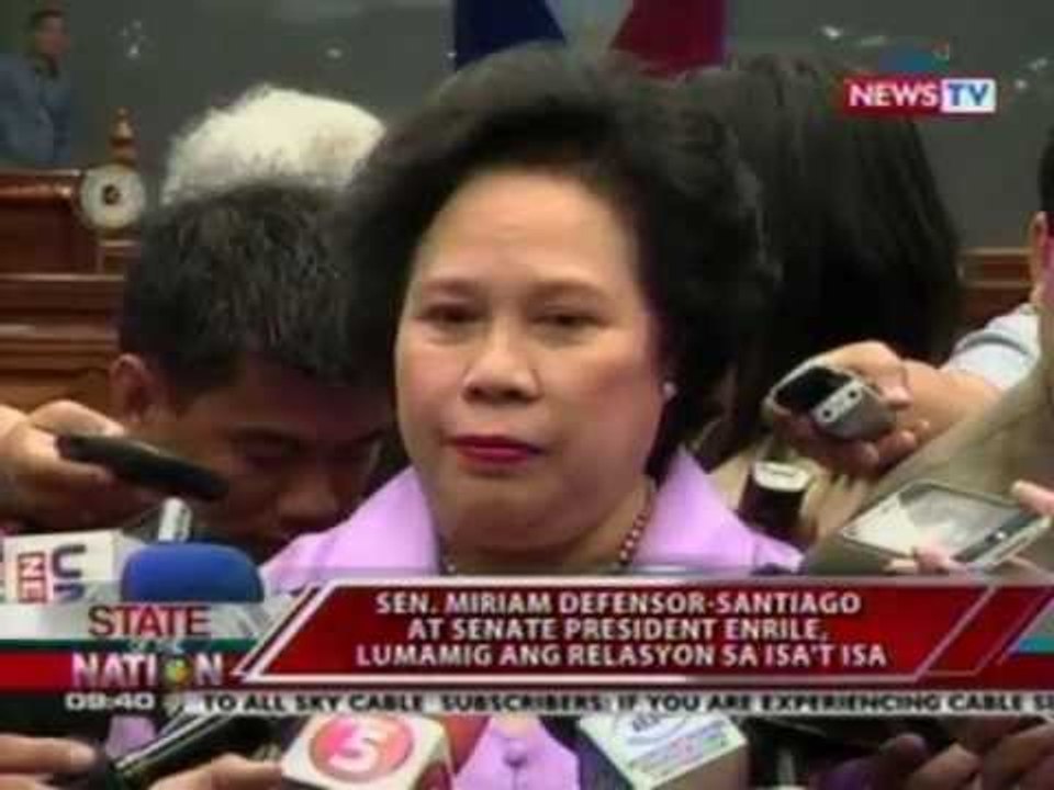 SONA: Sen. Miriam Defensor-Santiago at Senate Pres. Enrile, lumamig ang relasyon sa isa't isa