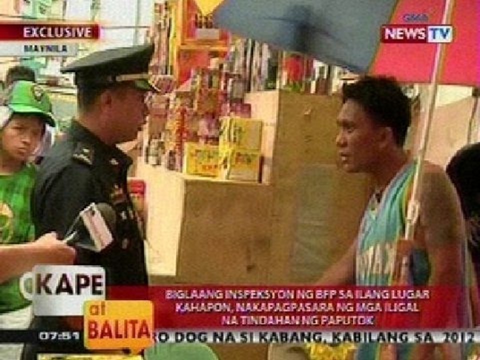 KB: Biglaang inspeksyon ng BFP kahapon, nakapagpasara ng mga iligal na tindahan ng paputok