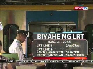 SONA: Biyahe ng LRT line 1 at 2 sa bisperas ng Bagong Taon, mas maigsi