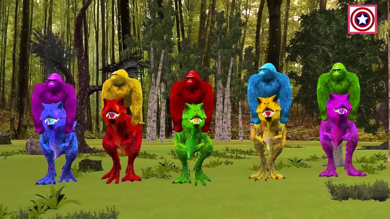 Color Gorilla Vs Color Dinosaur Finger Family | 3D Dinosaur Short Movies | Gorilla Finger Family