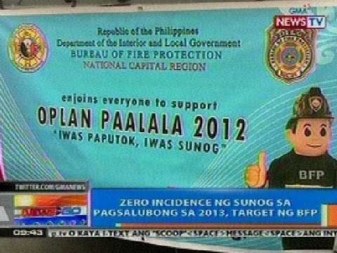 NTG: Zero incidence ng sunog sa pagsalubong sa 2013, target ng BFP